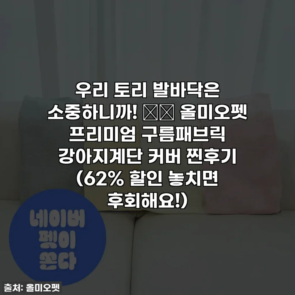 우리 토리 발바닥은 소중하니까! ☁️ 올미오펫 프리미엄 구름패브릭 강아지계단 커버 찐후기 (62% 할인 놓치면 후회해요!)