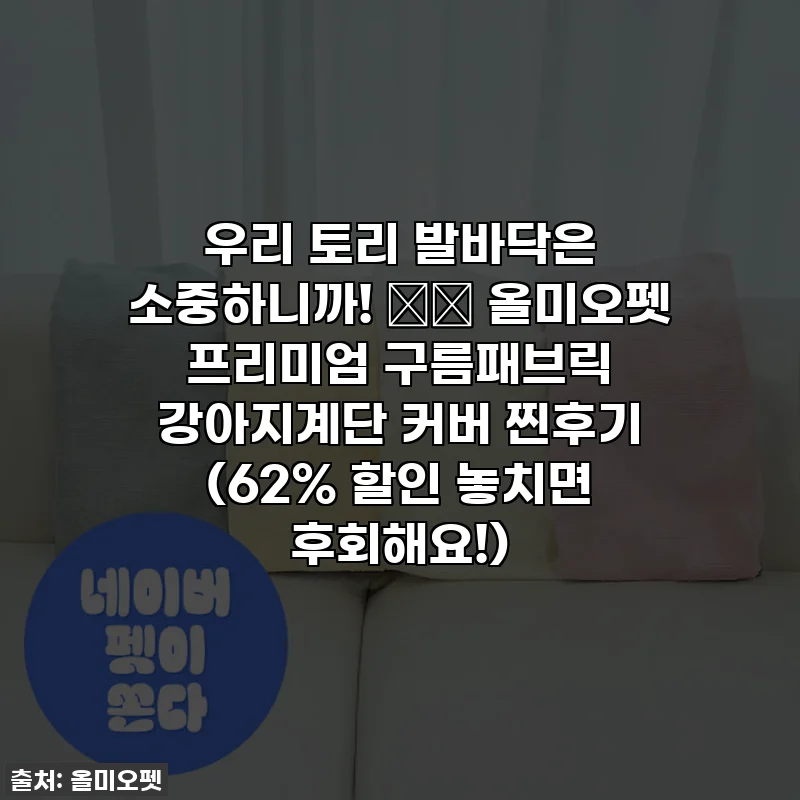 우리 토리 발바닥은 소중하니까! ☁️ 올미오펫 프리미엄 구름패브릭 강아지계단 커버 찐후기 (62% 할인 놓치면 후회해요!)