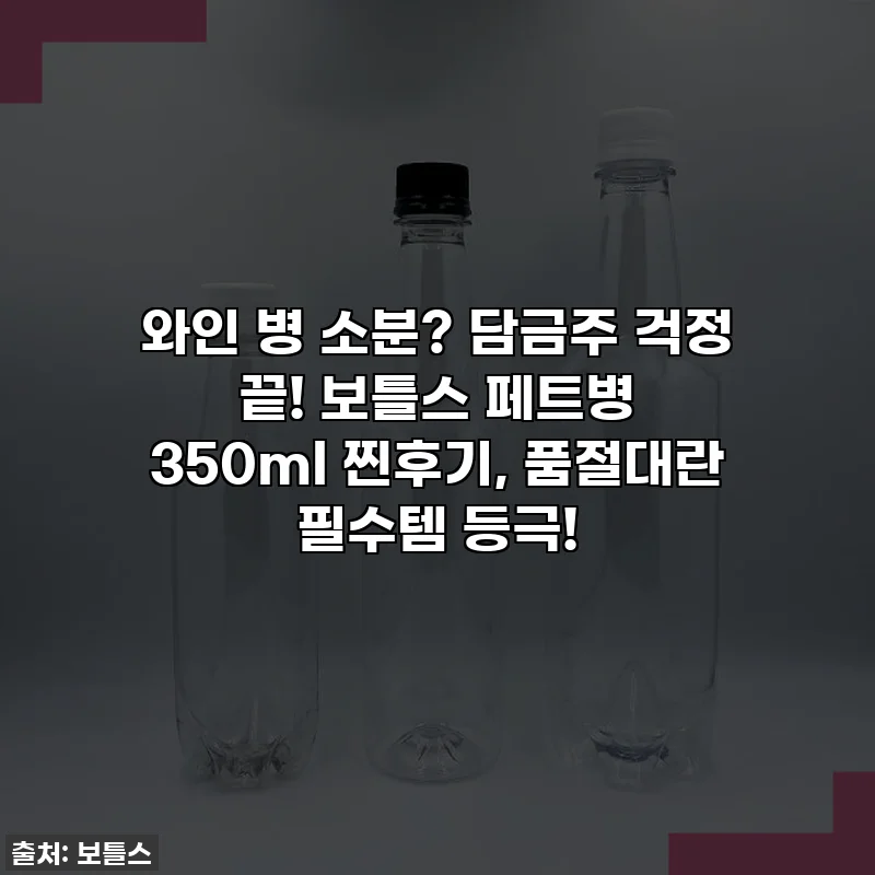 와인 병 소분? 담금주 걱정 끝! 보틀스 페트병 350ml 찐후기, 품절대란 필수템 등극!