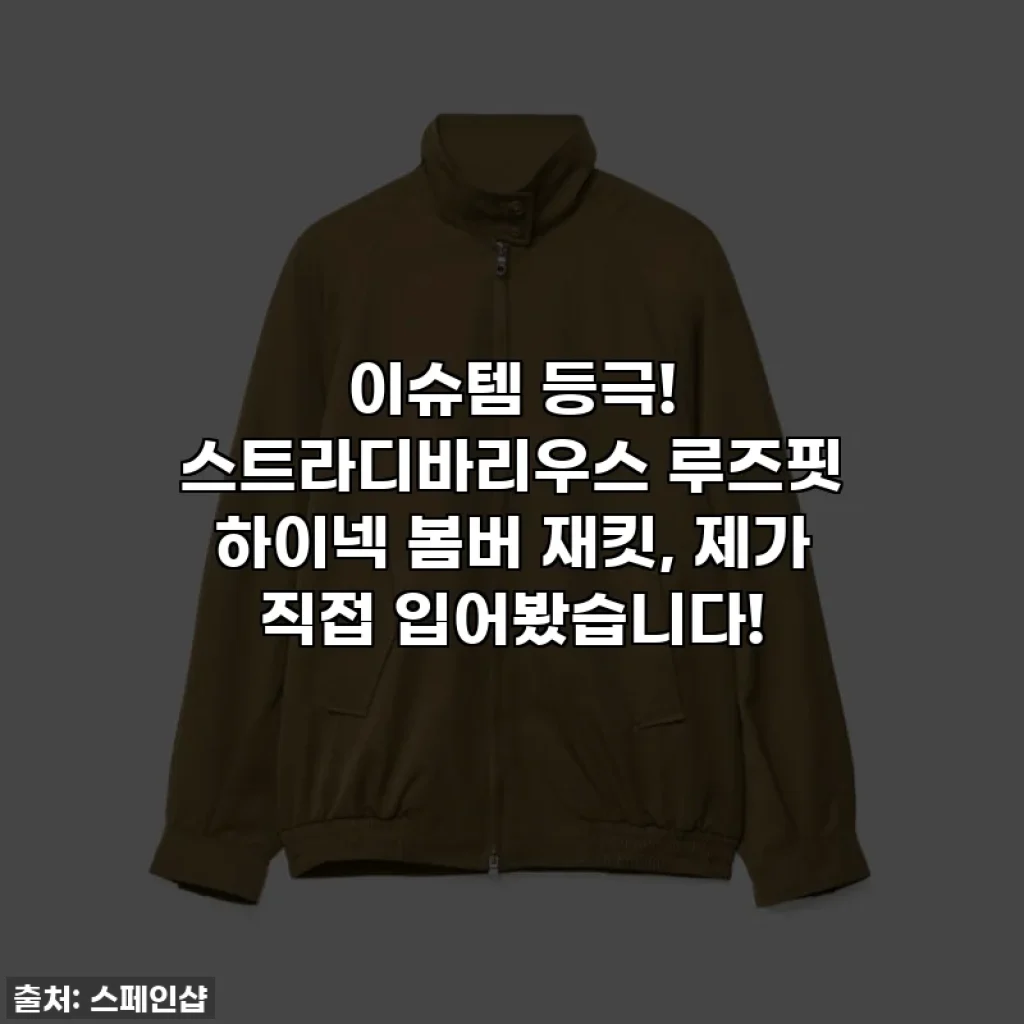이슈템 등극! 스트라디바리우스 루즈핏 하이넥 봄버 재킷, 제가 직접 입어봤습니다!