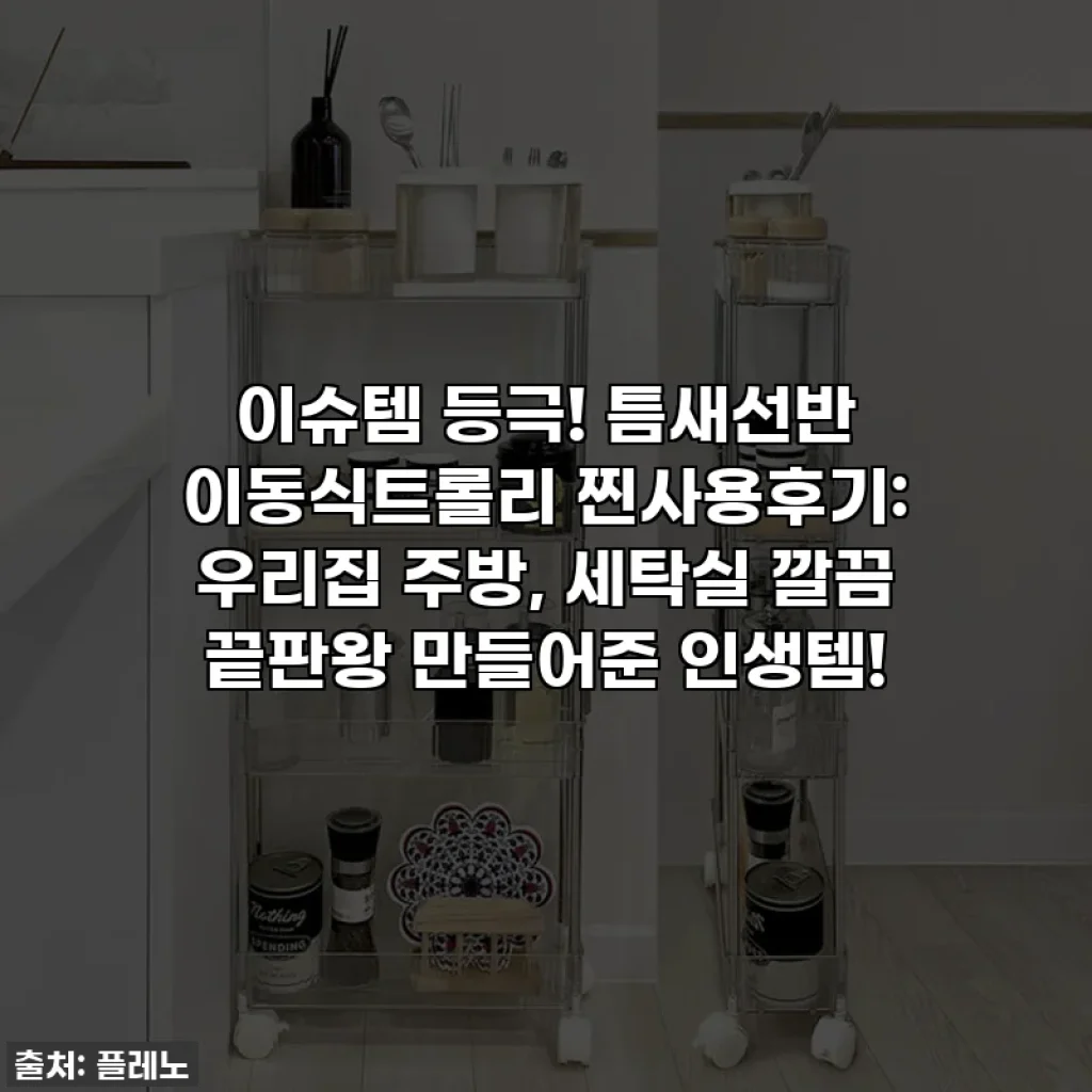 이슈템 등극! 틈새선반 이동식트롤리 찐사용후기: 우리집 주방, 세탁실 깔끔 끝판왕 만들어준 인생템!