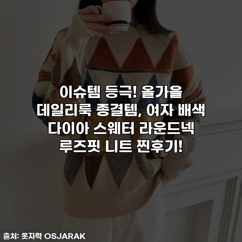 이슈템 등극! 올가을 데일리룩 종결템, 여자 배색 다이아 스웨터 라운드넥 루즈핏 니트 찐후기!