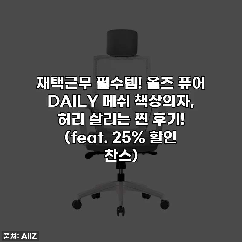 재택근무 필수템! 올즈 퓨어 DAILY 메쉬 책상의자, 허리 살리는 찐 후기! (feat. 25% 할인 찬스)