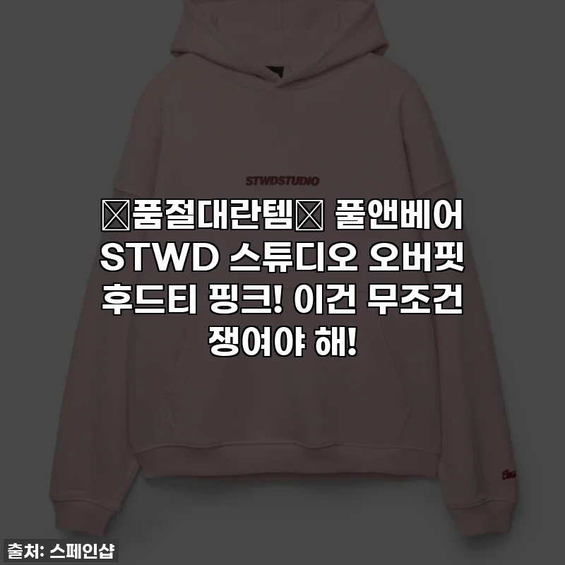 💖품절대란템💖 풀앤베어 STWD 스튜디오 오버핏 후드티 핑크! 이건 무조건 쟁여야 해!