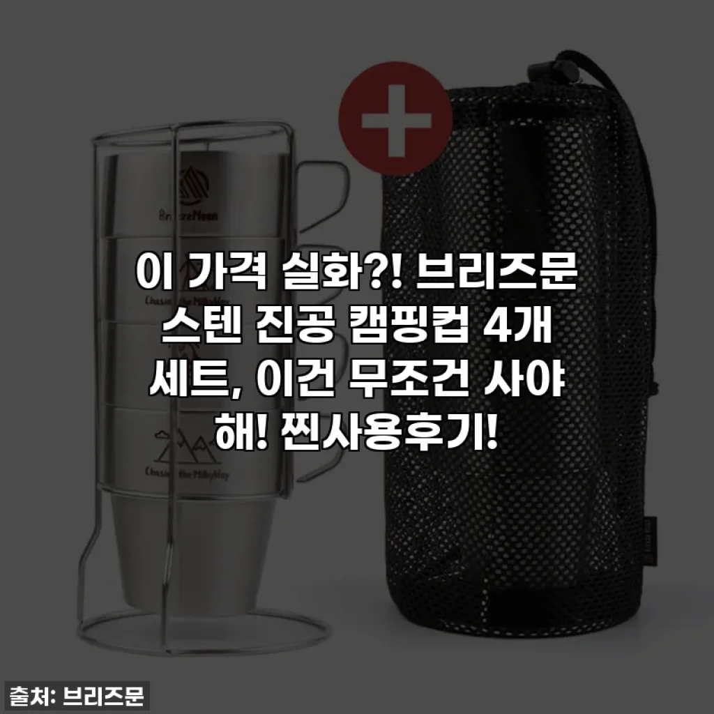 이 가격 실화?! 브리즈문 스텐 진공 캠핑컵 4개 세트, 이건 무조건 사야 해! 찐사용후기!
