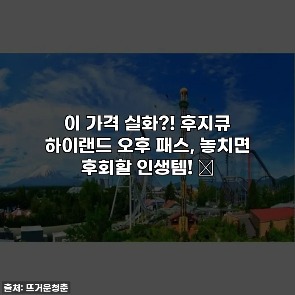 이 가격 실화?! 후지큐 하이랜드 오후 패스, 놓치면 후회할 인생템! 🎢