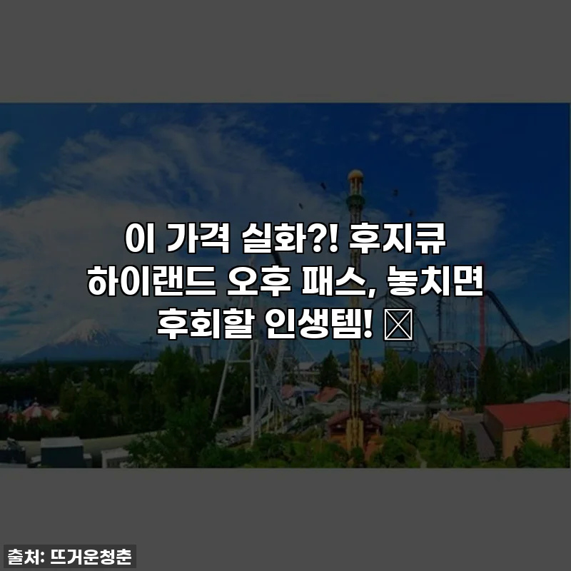 이 가격 실화?! 후지큐 하이랜드 오후 패스, 놓치면 후회할 인생템! 🎢
