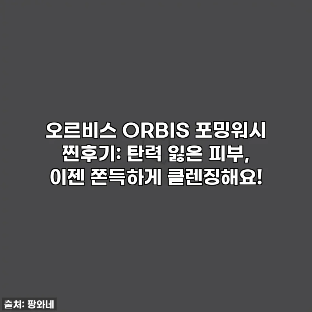 오르비스 ORBIS 포밍워시 찐후기: 탄력 잃은 피부, 이젠 쫀득하게 클렌징해요!