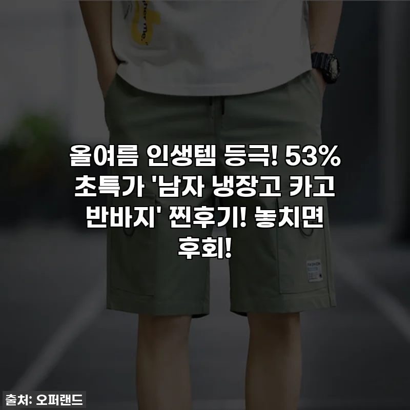 올여름 인생템 등극! 53% 초특가 '남자 냉장고 카고 반바지' 찐후기! 놓치면 후회!