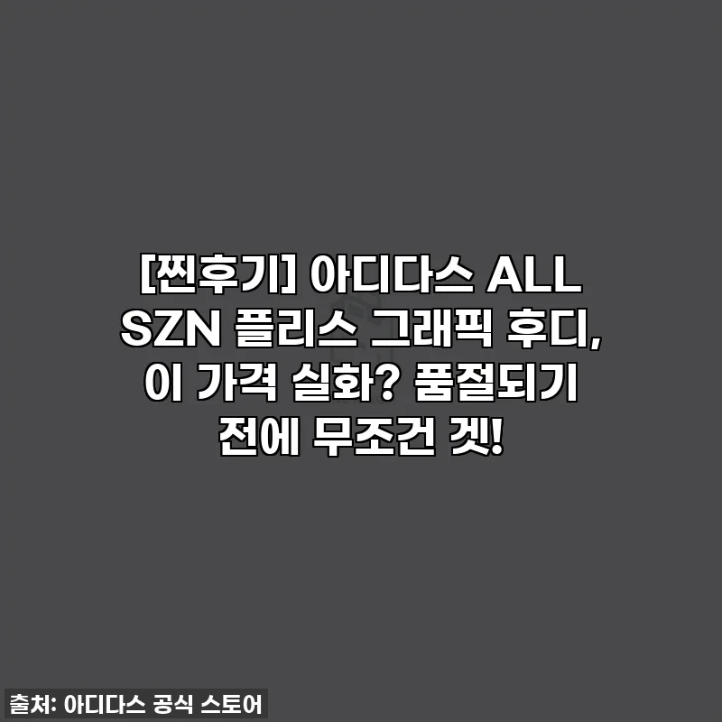 [찐후기] 아디다스 ALL SZN 플리스 그래픽 후디, 이 가격 실화? 품절되기 전에 무조건 겟!