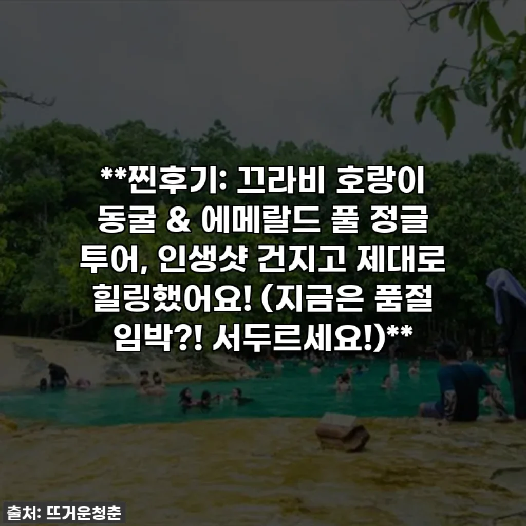 **찐후기: 끄라비 호랑이 동굴 & 에메랄드 풀 정글 투어, 인생샷 건지고 제대로 힐링했어요! (지금은 품절 임박?! 서두르세요!)**