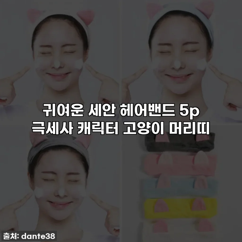 귀여운 세안 헤어밴드 5p 극세사 캐릭터 고양이 머리띠