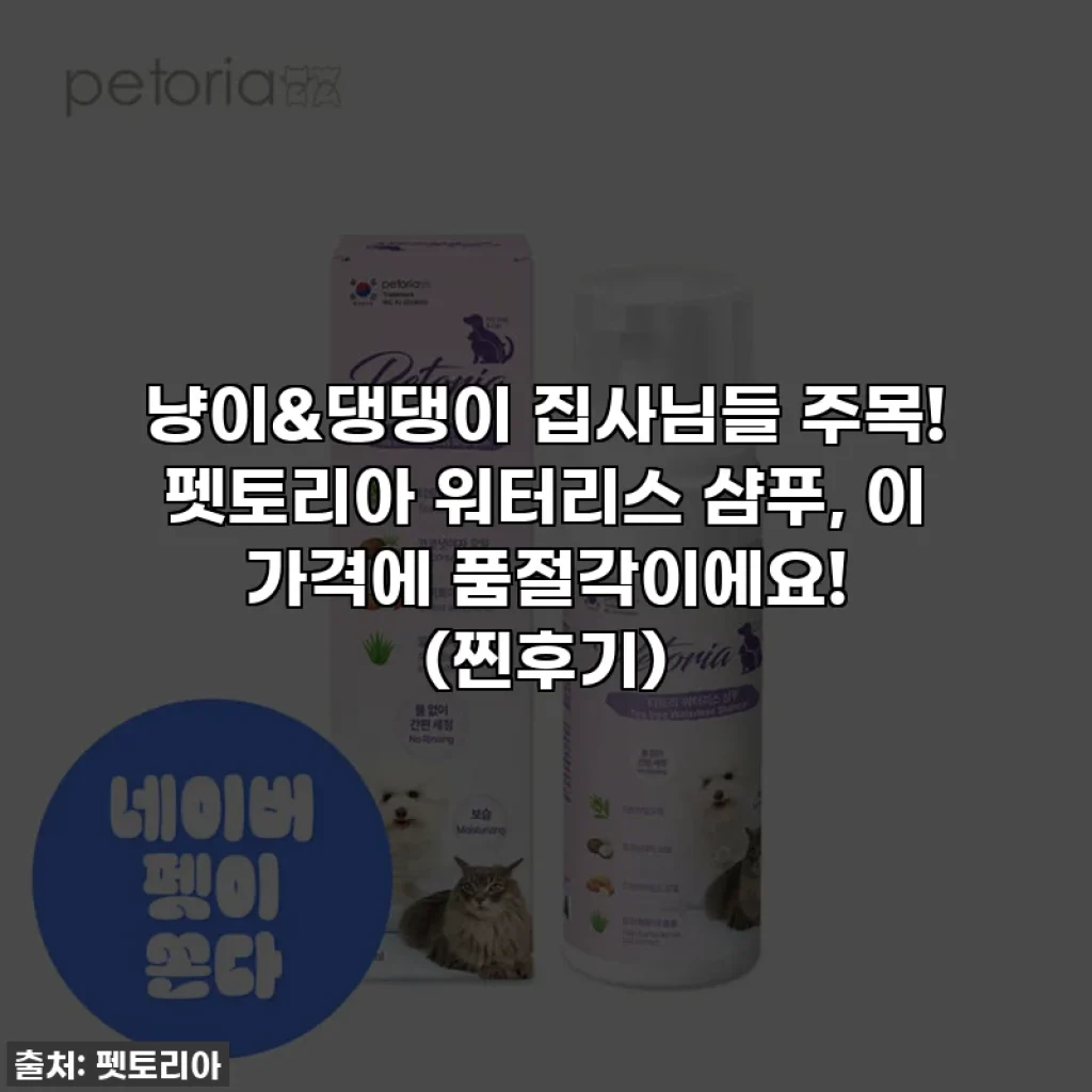 냥이&댕댕이 집사님들 주목! 펫토리아 워터리스 샴푸, 이 가격에 품절각이에요! (찐후기)