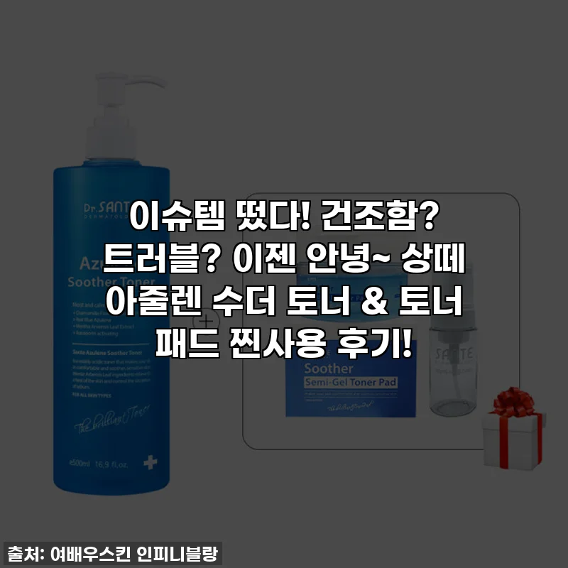 이슈템 떴다! 건조함? 트러블? 이젠 안녕~ 상떼 아줄렌 수더 토너 & 토너 패드 찐사용 후기!