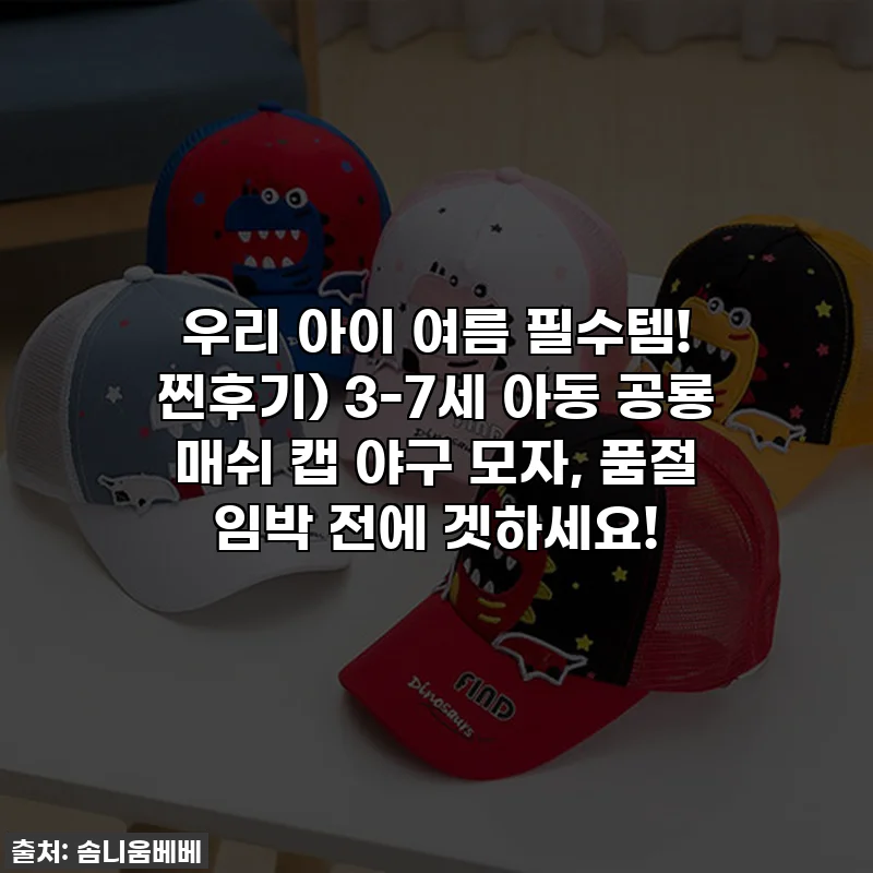 우리 아이 여름 필수템! 찐후기) 3-7세 아동 공룡 매쉬 캡 야구 모자, 품절 임박 전에 겟하세요!