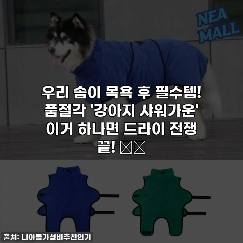 우리 솜이 목욕 후 필수템! 품절각 '강아지 샤워가운' 이거 하나면 드라이 전쟁 끝! 🛁💖