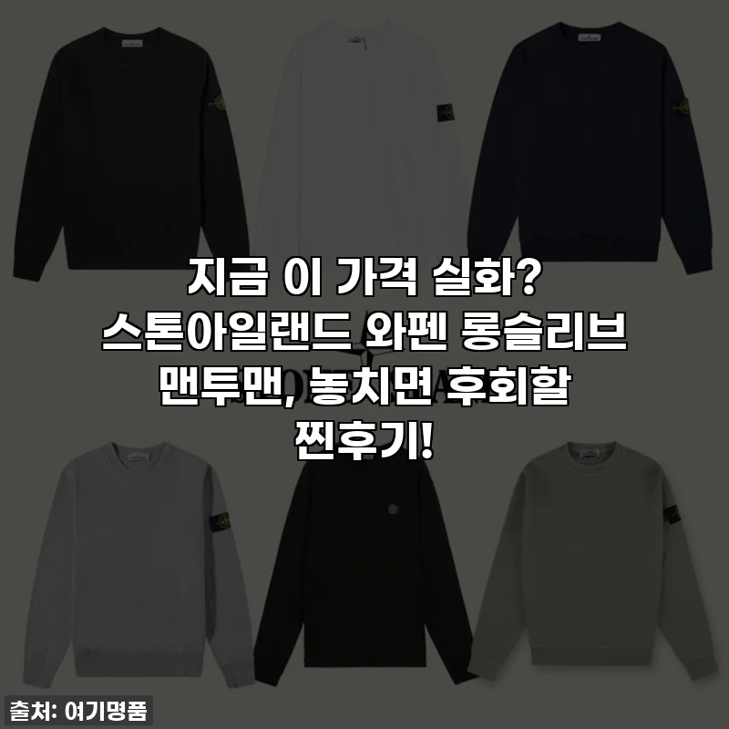 지금 이 가격 실화? 스톤아일랜드 와펜 롱슬리브 맨투맨, 놓치면 후회할 찐후기!