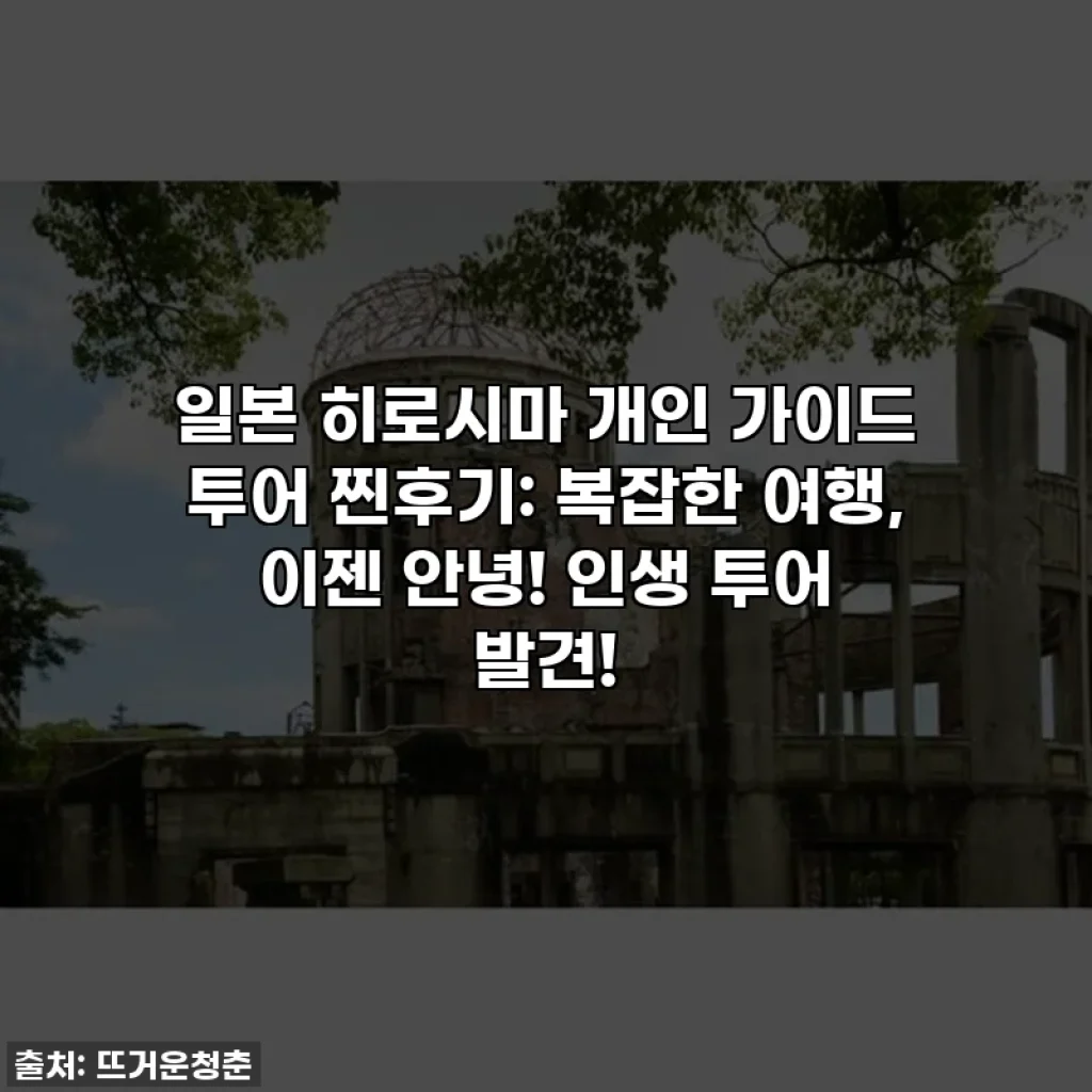 일본 히로시마 개인 가이드 투어 찐후기: 복잡한 여행, 이젠 안녕! 인생 투어 발견!