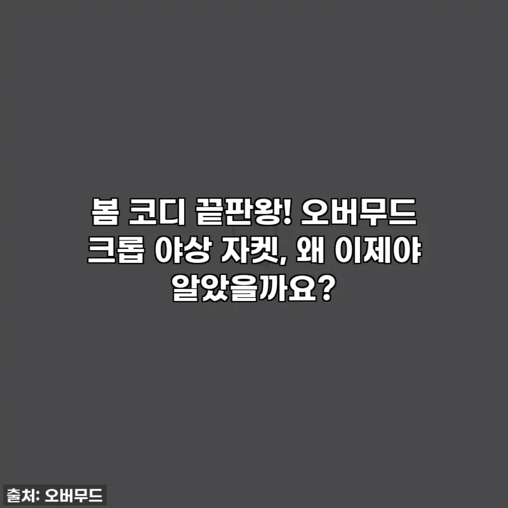 봄 코디 끝판왕! 오버무드 크롭 야상 자켓, 왜 이제야 알았을까요?