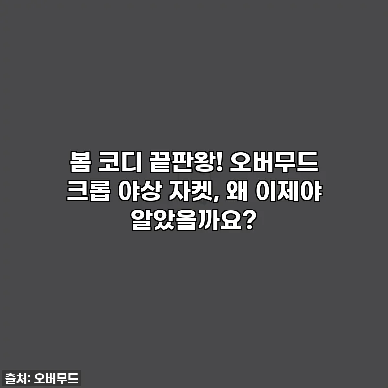 봄 코디 끝판왕! 오버무드 크롭 야상 자켓, 왜 이제야 알았을까요?