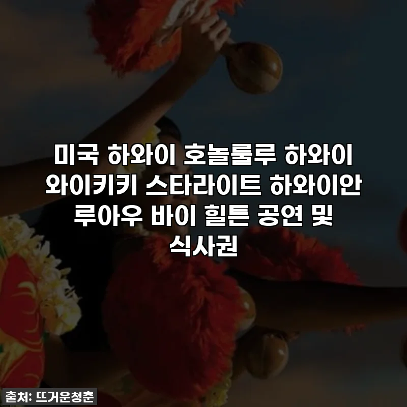 미국 하와이 호놀룰루 하와이 와이키키 스타라이트 하와이안 루아우 바이 힐튼 공연 및 식사권