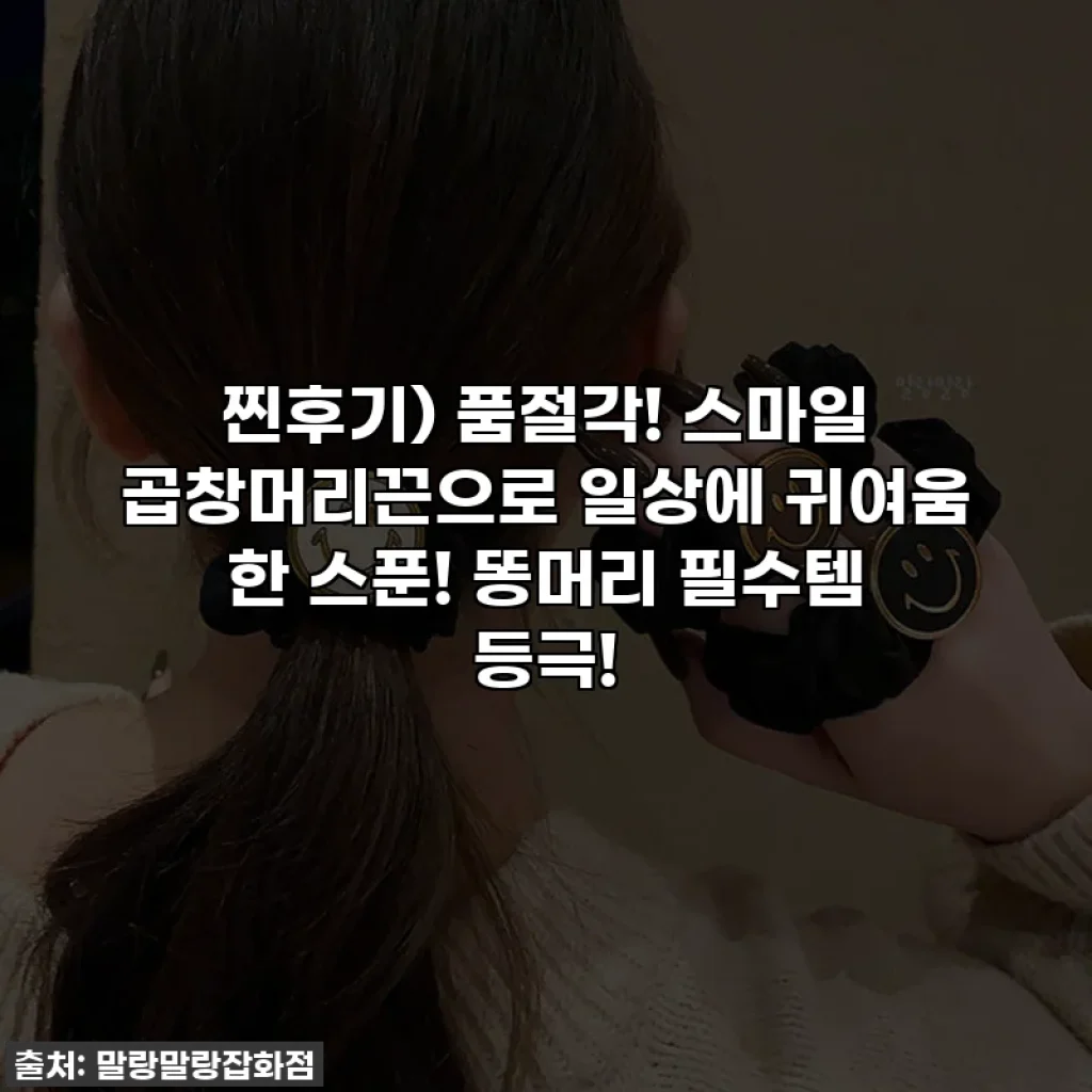 찐후기) 품절각! 스마일 곱창머리끈으로 일상에 귀여움 한 스푼! 똥머리 필수템 등극!