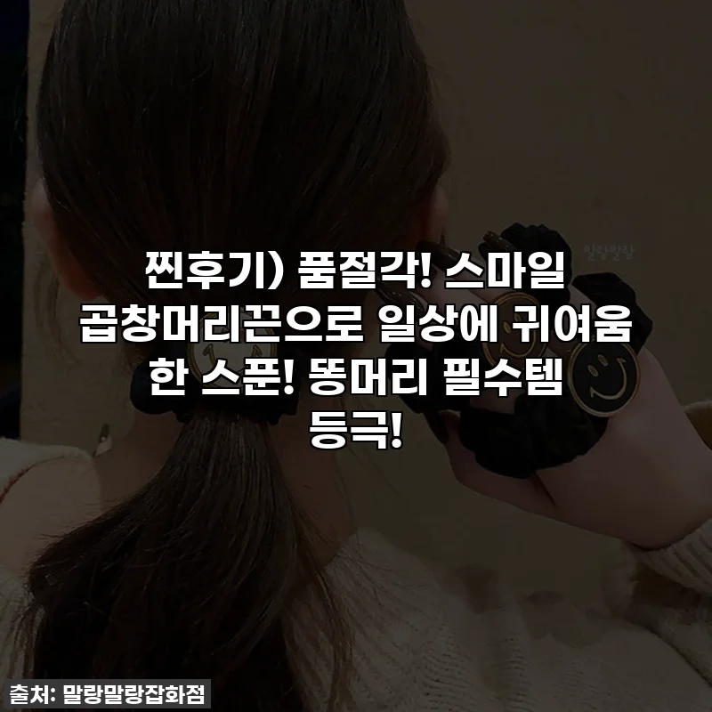 찐후기) 품절각! 스마일 곱창머리끈으로 일상에 귀여움 한 스푼! 똥머리 필수템 등극!