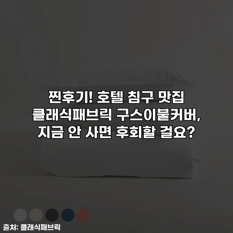 찐후기! 호텔 침구 맛집 클래식패브릭 구스이불커버, 지금 안 사면 후회할 걸요?