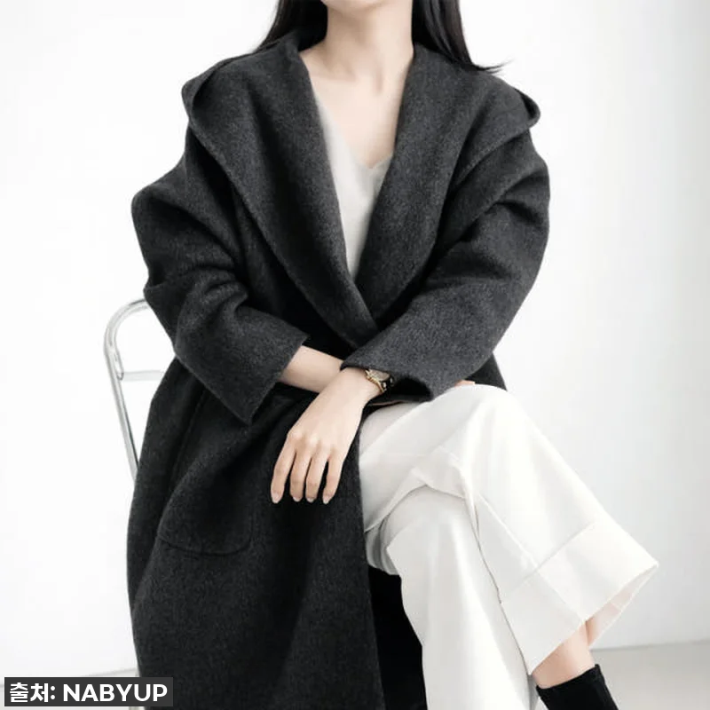 겨울 핸드메이드 후드 롱코트 카멜헤어 관련 이미지 1