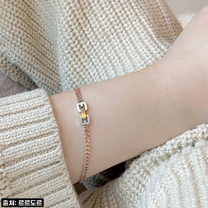 14K 체인 할로우팔찌, 시계줄처럼 멋스러운 투톤 무광 금팔찌 착용 후기