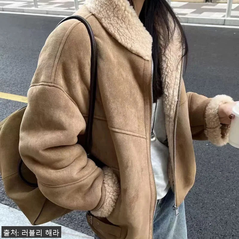 여성 양털100 숏 무스탕 자켓 겨울 관련 이미지 1