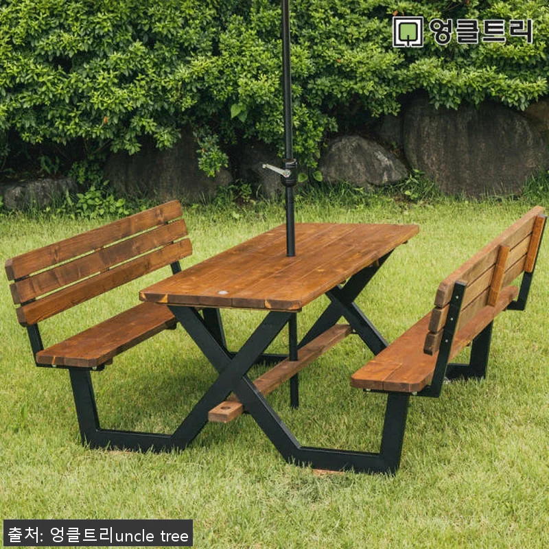 강철 야외테이블세트 4인용 월넛 색상 관련 이미지 1