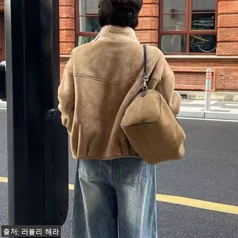 여성 양털100 숏 무스탕 자켓 겨울 관련 이미지 2