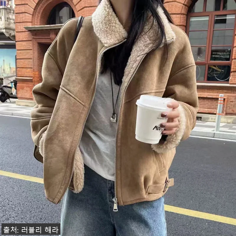 여성 양털100 숏 무스탕 자켓 겨울 관련 이미지 3