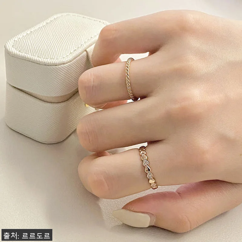 14K 하트 뺑돌이반지 큐빅 심플 레 관련 이미지 7