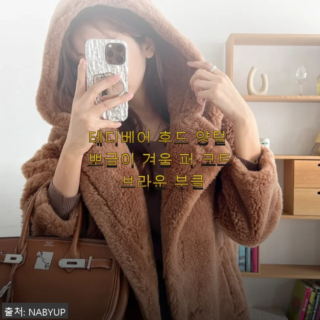테디베어 후드 양털 뽀글이 겨울 퍼 코트 브라운 부클 사용 후기