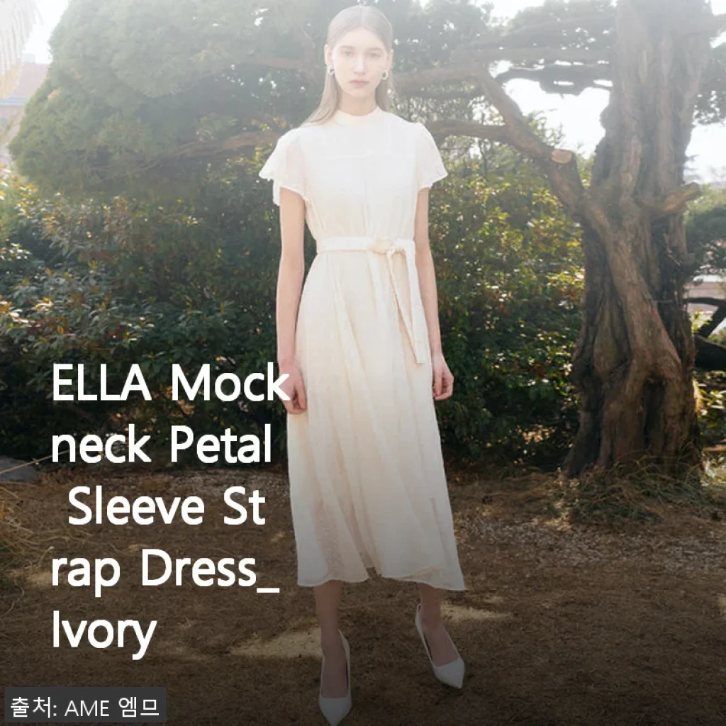 ELLA Mock neck Petal Sleeve Strap Dress_Ivory 사용후기
