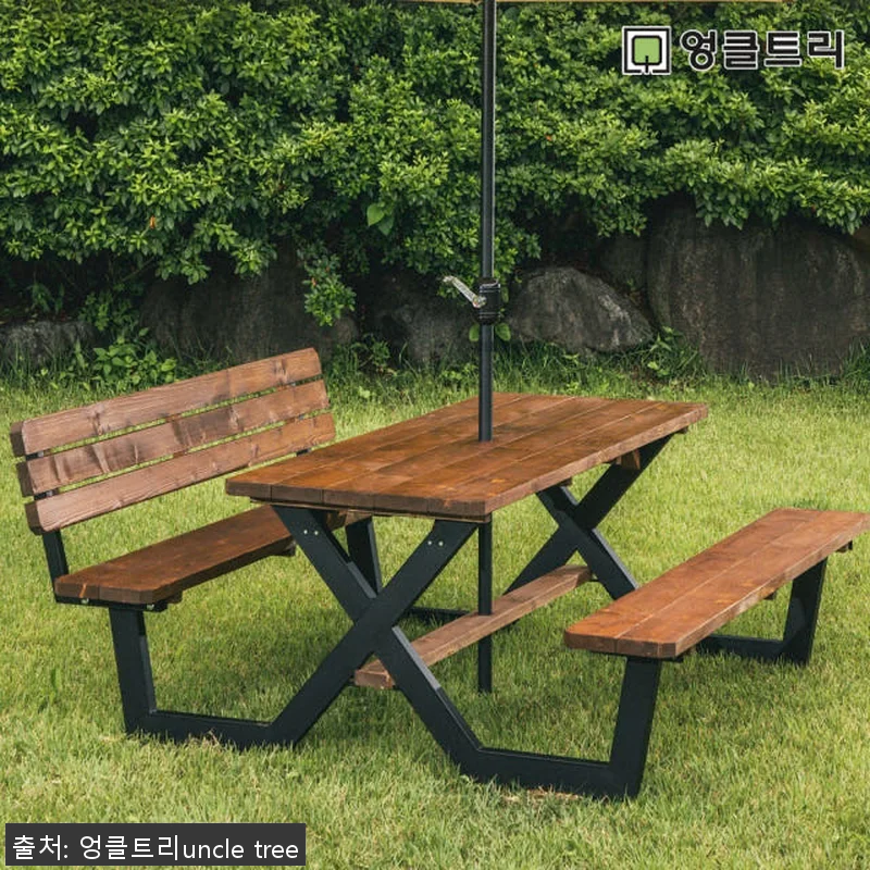 강철 야외테이블세트 피크닉 나무 가든 관련 이미지 1