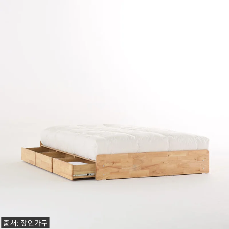 장인가구 케트렌 원목 무헤드 수납 침 관련 이미지 3