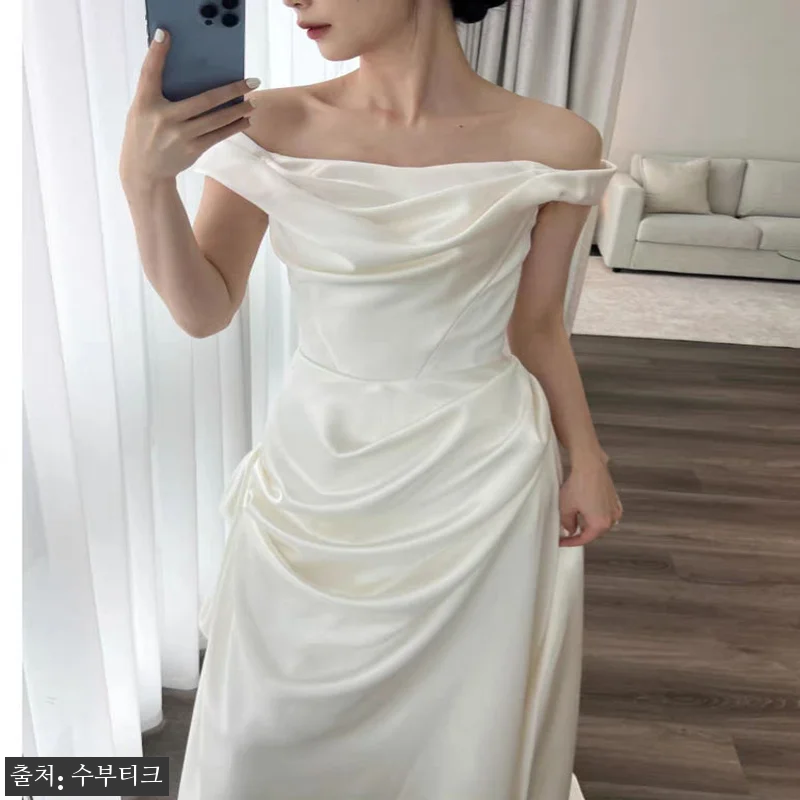 셀프웨딩 오프숄더 새틴 드레스 사용후 관련 이미지 3