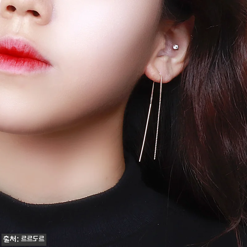 14K 꼬임 로프 롱 체인 귀걸이 드 관련 이미지 4