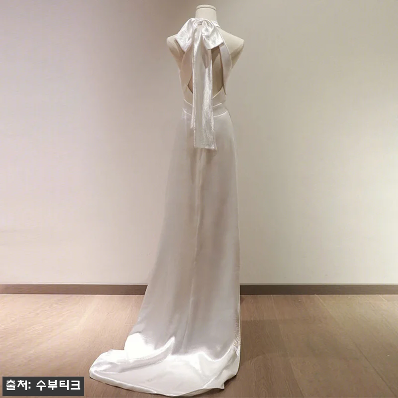 우아한 홀터넥 새틴 셀프웨딩드레스 사 관련 이미지 4