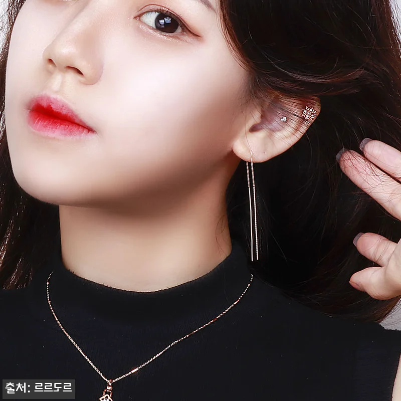 14K 꼬임 로프 롱 체인 귀걸이 드 관련 이미지 5