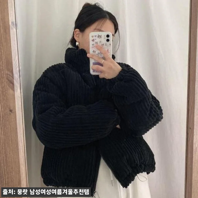 여성 숏 골덴패딩 핑크·브라운 코듀로 관련 이미지 6