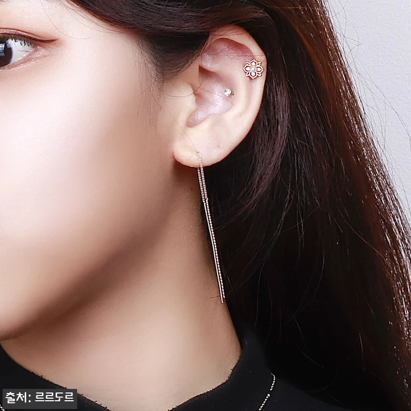 14K 꼬임 로프 롱 체인 귀걸이 드 관련 이미지 6