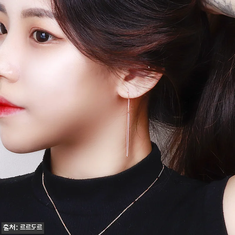 14K 꼬임 로프 롱 체인 귀걸이 드 관련 이미지 7
