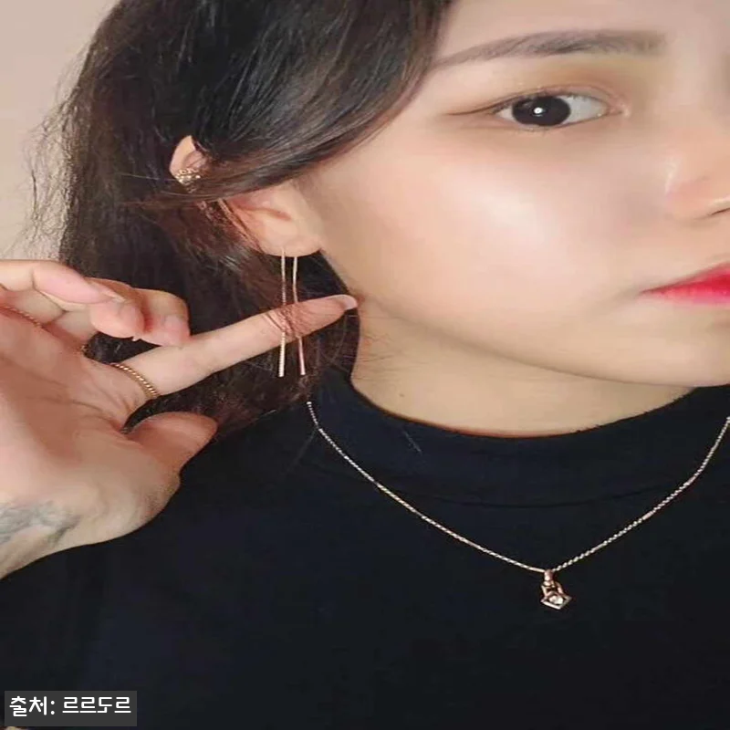14K 꼬임 로프 롱 체인 귀걸이 드 관련 이미지 10