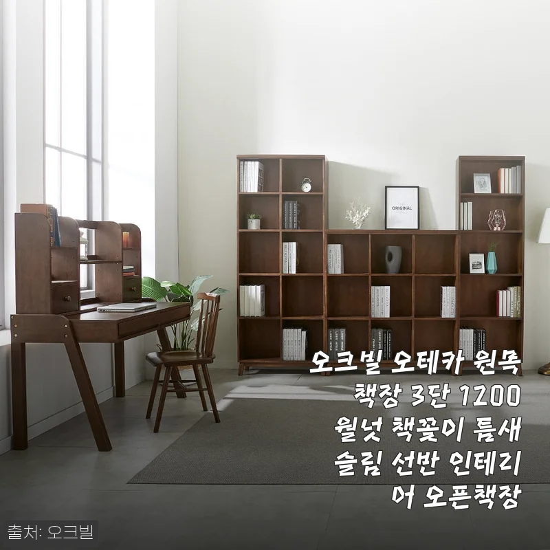 오크빌 오테카 원목책장 3단 1200 월넛 - 직접 사용해 본 고급스러운 원목책장 후기