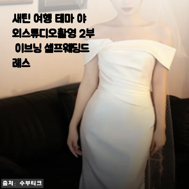 야외 셀프웨딩의 낭만을 완성한 새틴 여행 테마 이브닝 드레스 후기