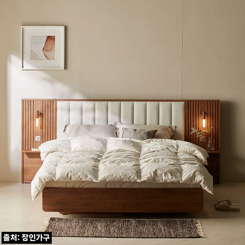 장인가구 로시 아쿠아패브릭 템바보드 호텔식침대 Q+7존독립매트, 침실 분위기 바꾸는 이슈템